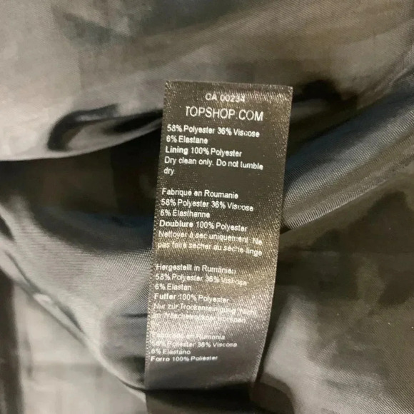 Topshop Black Belted Women's Blazer Jacket Size 8 Polyester Viscose Blend - Picture 14 of 16